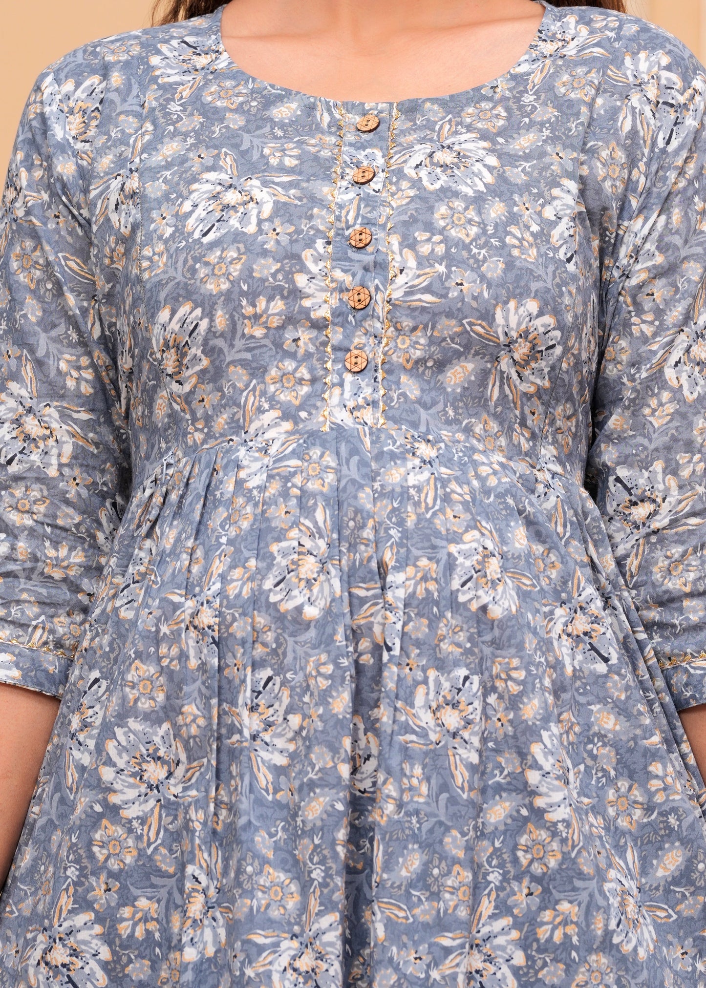 Women's Maternity Kurti for Feeding Zippers, Pre and Post Pregnancy & Nursing Or Mom | Grey Colour