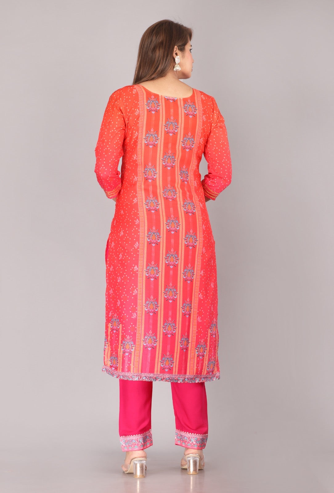 Printed Maslin Kurti Set with Rayon Cotton Pant & Nazmin Dupatta
