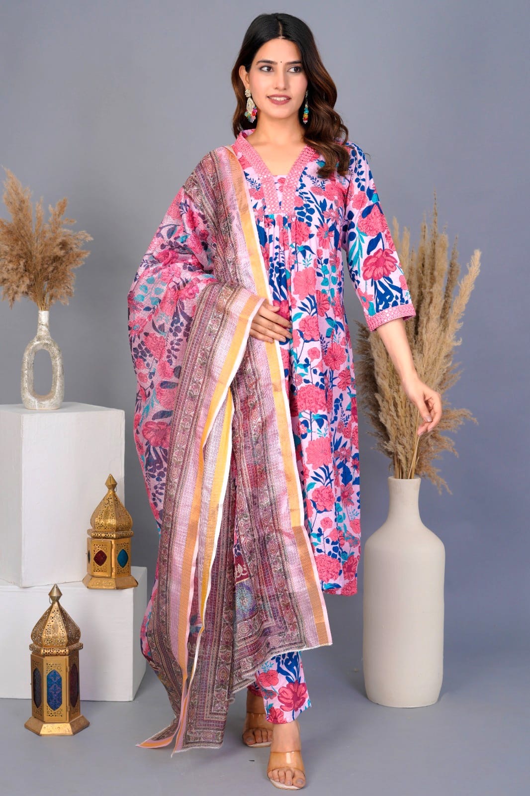 Cotton Suits with Kota Doriya Dupatta Sets