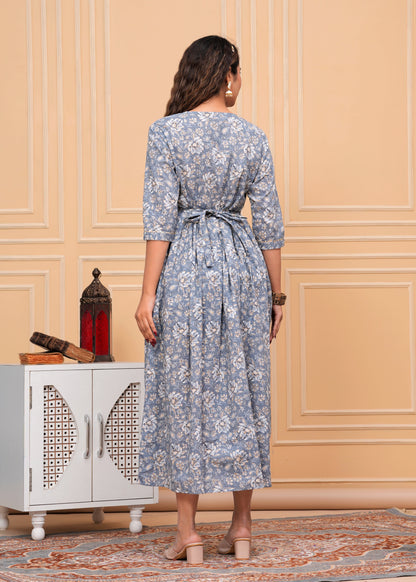 Women's Maternity Kurti for Feeding Zippers, Pre and Post Pregnancy & Nursing Or Mom | Grey Colour