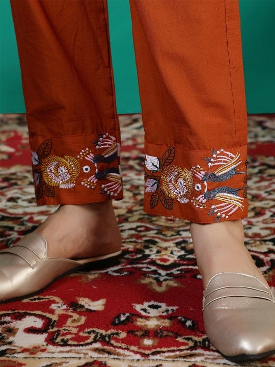 Elegant Cotton Embroidered Kurti Set with Dupatta | Sleeveless Festive Wear