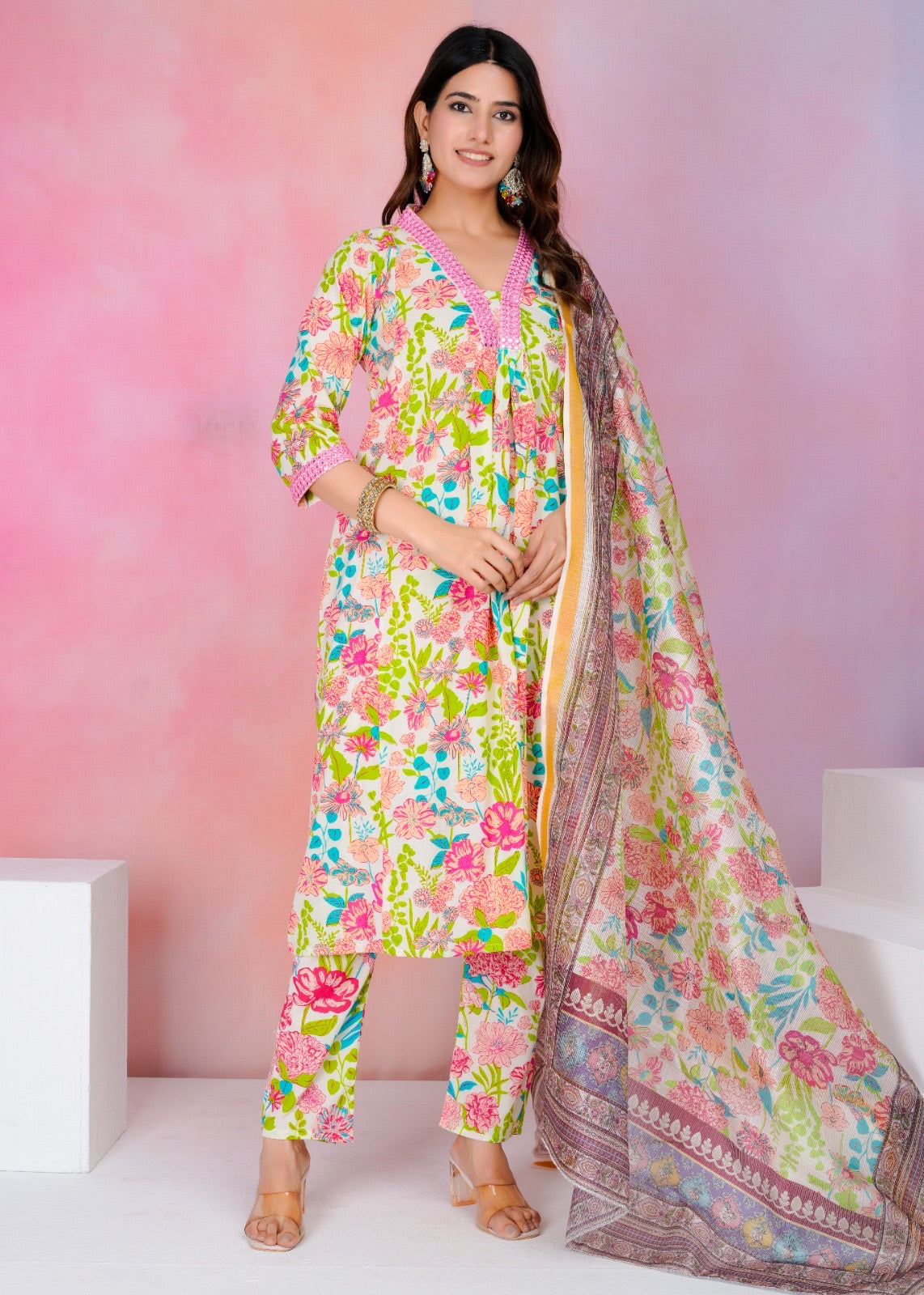 Cotton Suits with Kota Doriya Dupatta Sets
