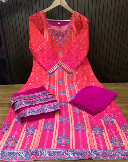 Printed Maslin Kurti Set with Rayon Cotton Pant & Nazmin Dupatta