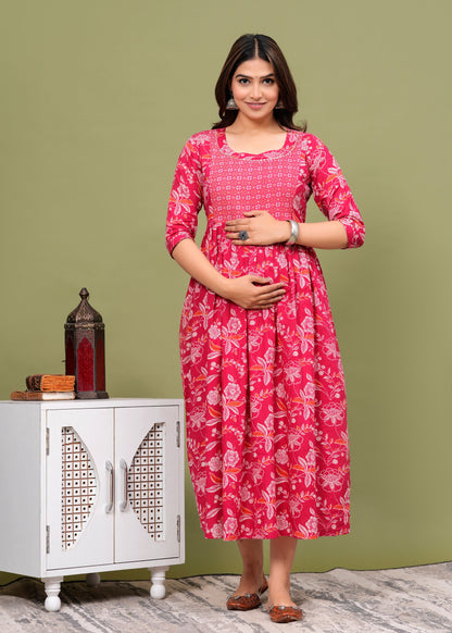 Women's Maternity Kurti for Feeding Zippers, Pre and Post Pregnancy & Nursing Or Mom