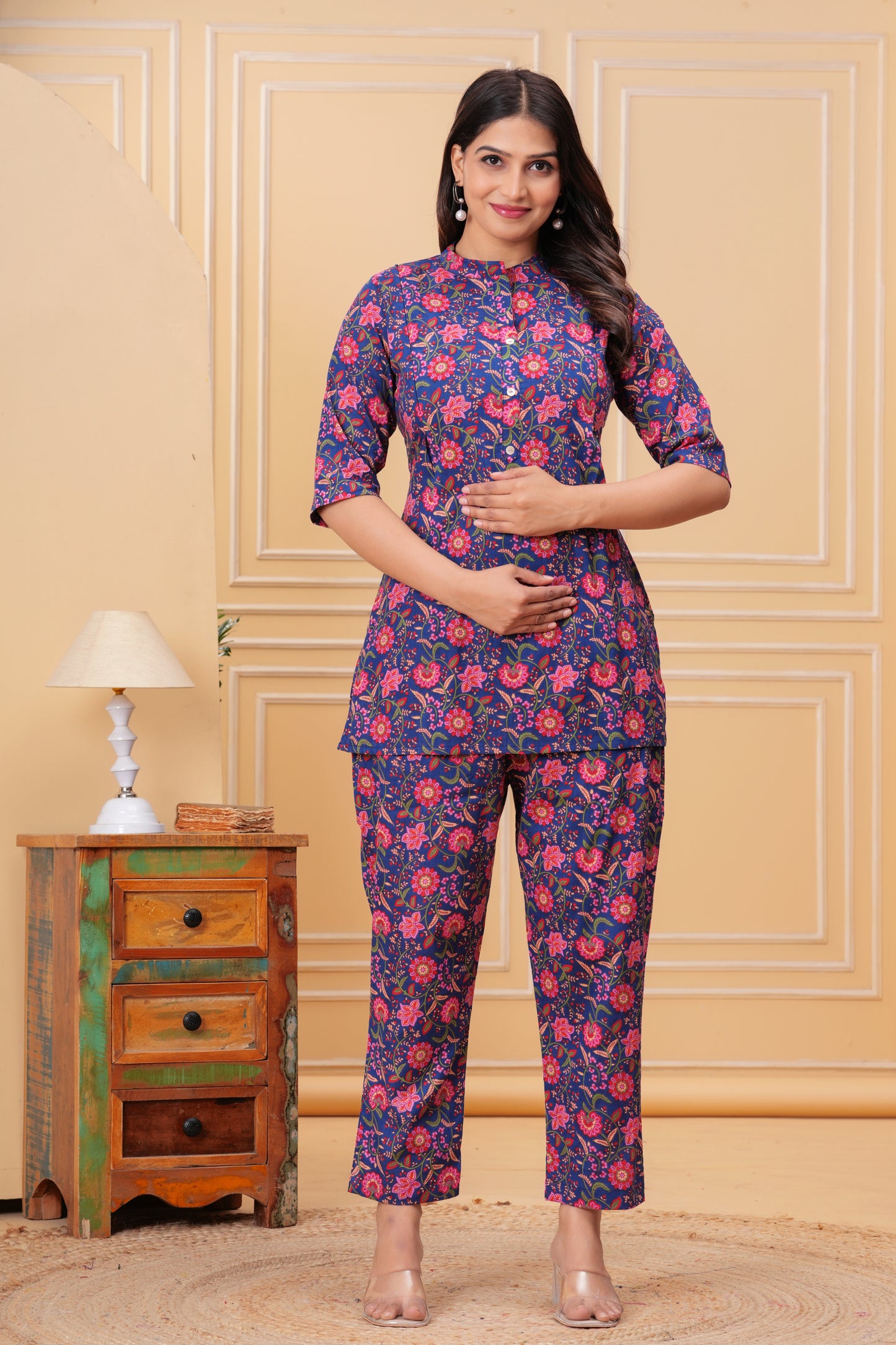 Buy 1 Get 1 Free | Pure Cotton Maternity & Nursing Co-ord Set | Pre & Post Pregnancy Wear