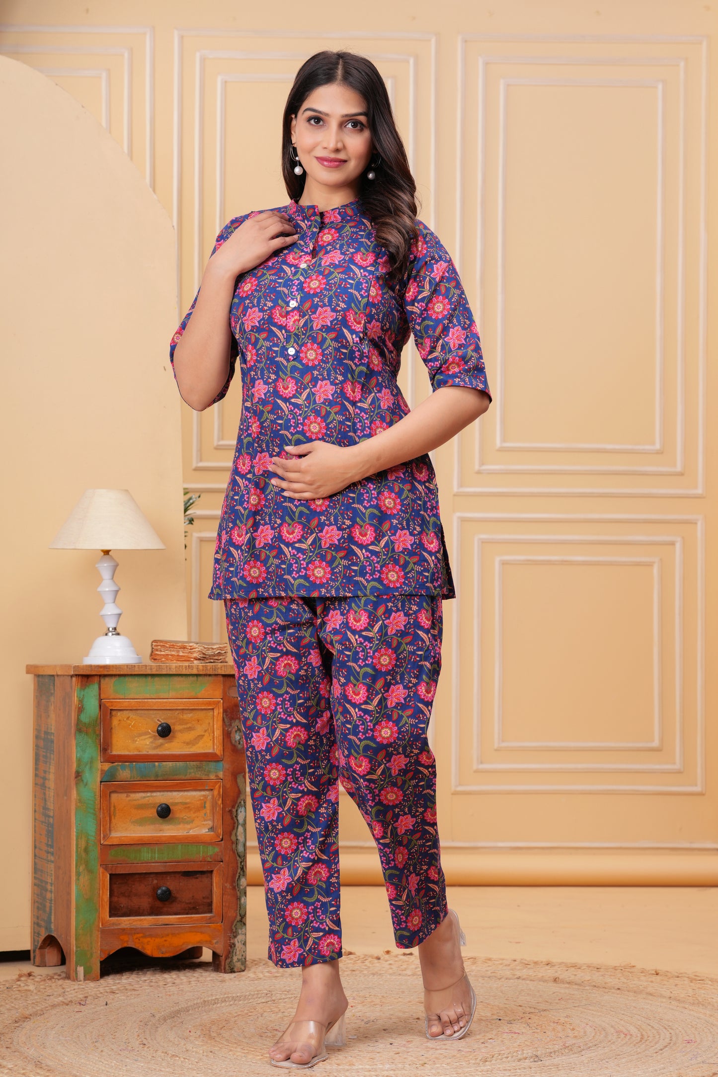 Buy 1 Get 1 Free | Pure Cotton Maternity & Nursing Co-ord Set | Pre & Post Pregnancy Wear