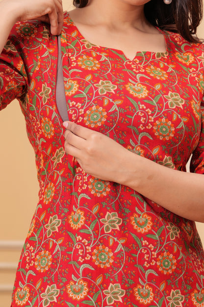 Buy 1 Get 1 Free | Pure Cotton Maternity & Nursing Co-ord Set | Pre & Post Pregnancy Wear