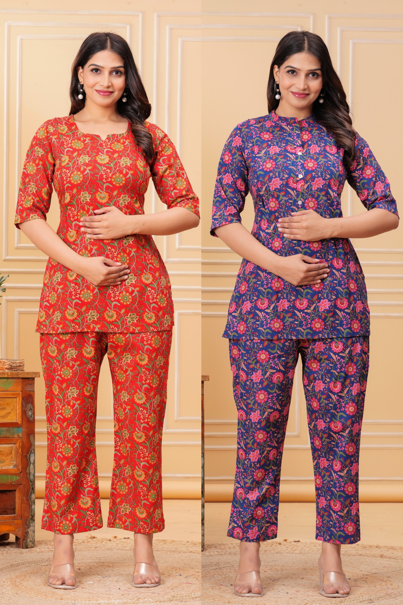 Buy 1 Get 1 Free | Pure Cotton Maternity & Nursing Co-ord Set | Pre & Post Pregnancy Wear