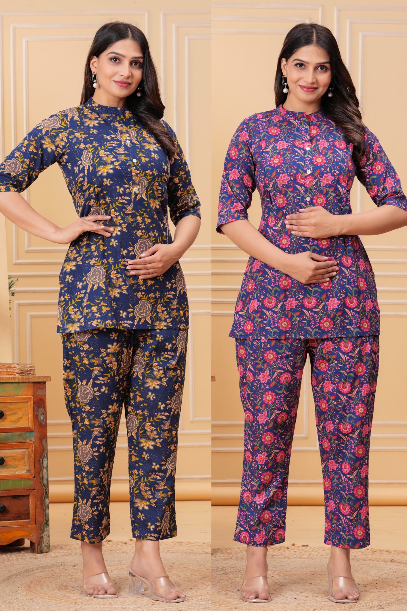 Buy 1 Get 1 Free | Pure Cotton Maternity & Nursing Co-ord Set | Pre & Post Pregnancy Wear