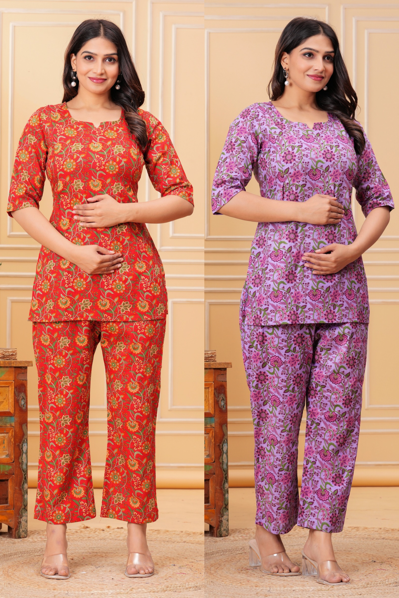Buy 1 Get 1 Free | Pure Cotton Maternity & Nursing Co-ord Set | Pre & Post Pregnancy Wear